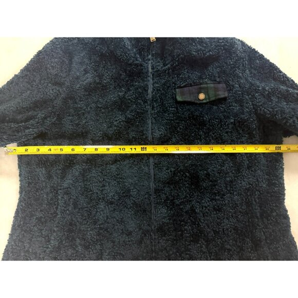 Pendleton Sherpa Fleece Jacket XL Navy Blue Zip Front Plaid Trim Cozy Soft Warm - Picture 6 of 10